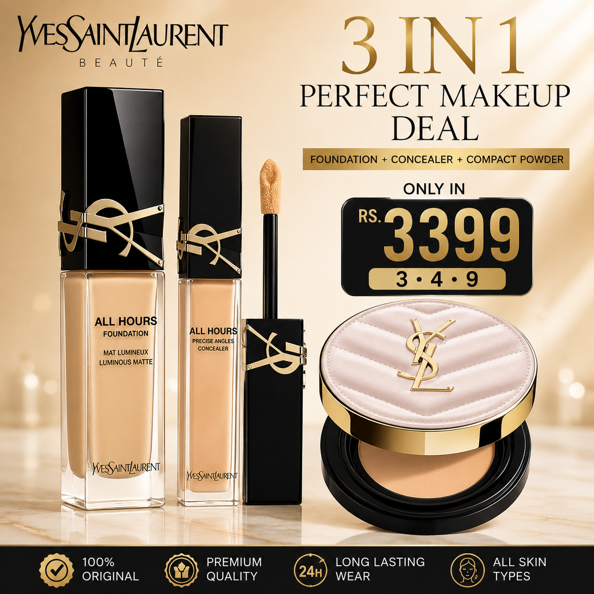 3 In 1 Deal Foundation Compact Powder & Conceler